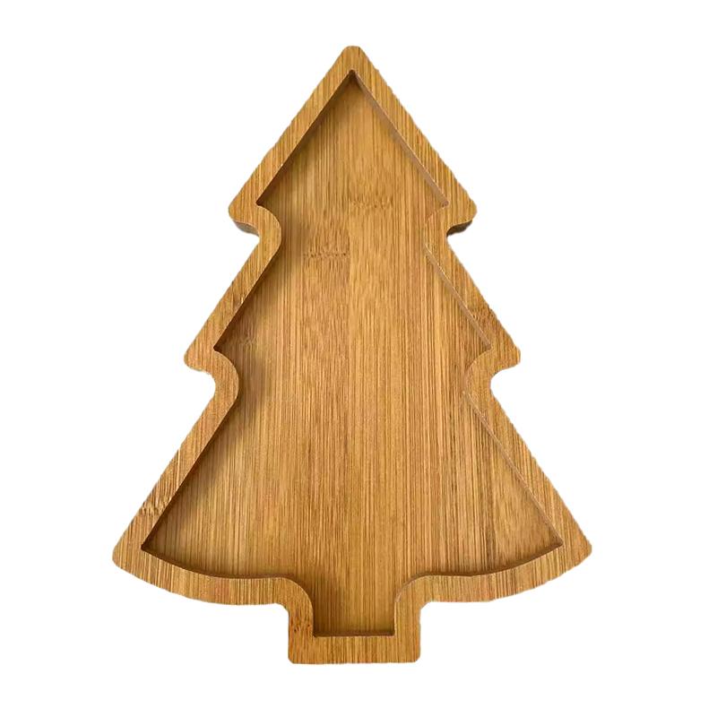 1Pc Christmas Tree Kitchenware Dessert Snack Plate Plate Tray Serving Tray Duoge Serving Dish Wooden