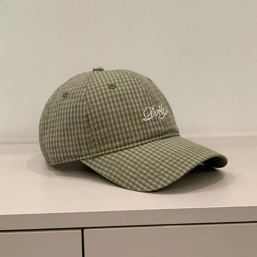 Breathable Baseball Cap Plaid Embroidery Sun Hat Fashion Peaked Cap