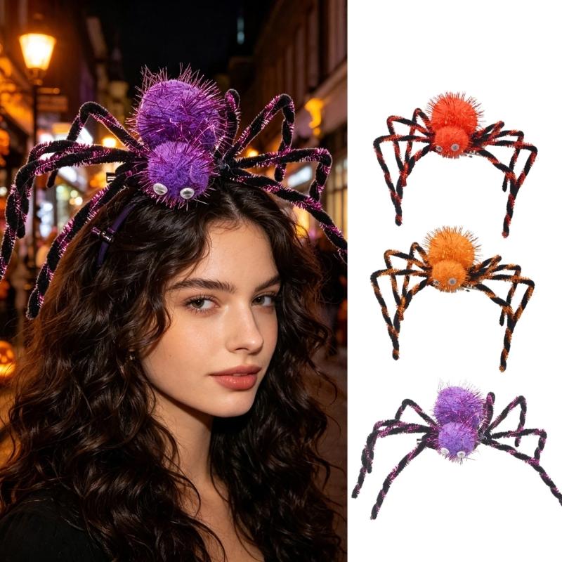 Plush Halloween Hair Clip Spiders Role Play Accessory with Spiders Legs and Clip On Hold for Party Photos and Costume Wear