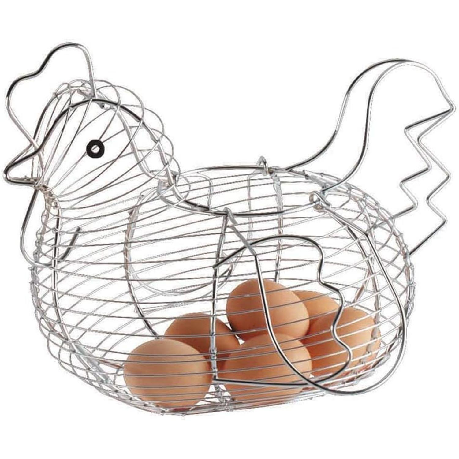 Chicken-Shaped Egg Basket Metal Chicken Shaped Wire Egg Storage Basket Holder Rack - Store 24 Eggs for Home Kicthen серебряный