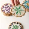 6pcs Handmade Resin Coasters Set Heat-Resistant Table Protectors with Shell Mosaic Leaf/Round Patterns Boho Coaster Party Decor