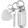 Key Fob Cover with Heart Keychain, Car Key Shell Compatible with Kia - Soul - Forte - Telluride K5 - Seltos NIRO Sportage Sorento Protector (Silver)