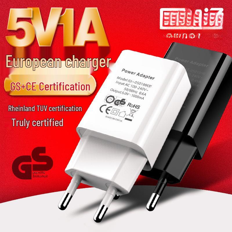 EU Certified 5V1A/5V2A USB Charger Adapter for Mobile Phones