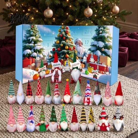 Holiday Party Favors 2026 Christmas Gnome Advent Calendar, 24 Day Countdown Box Set with Faceless Themed Desktop Ornaments Plush Dolls, Xmas for Tree