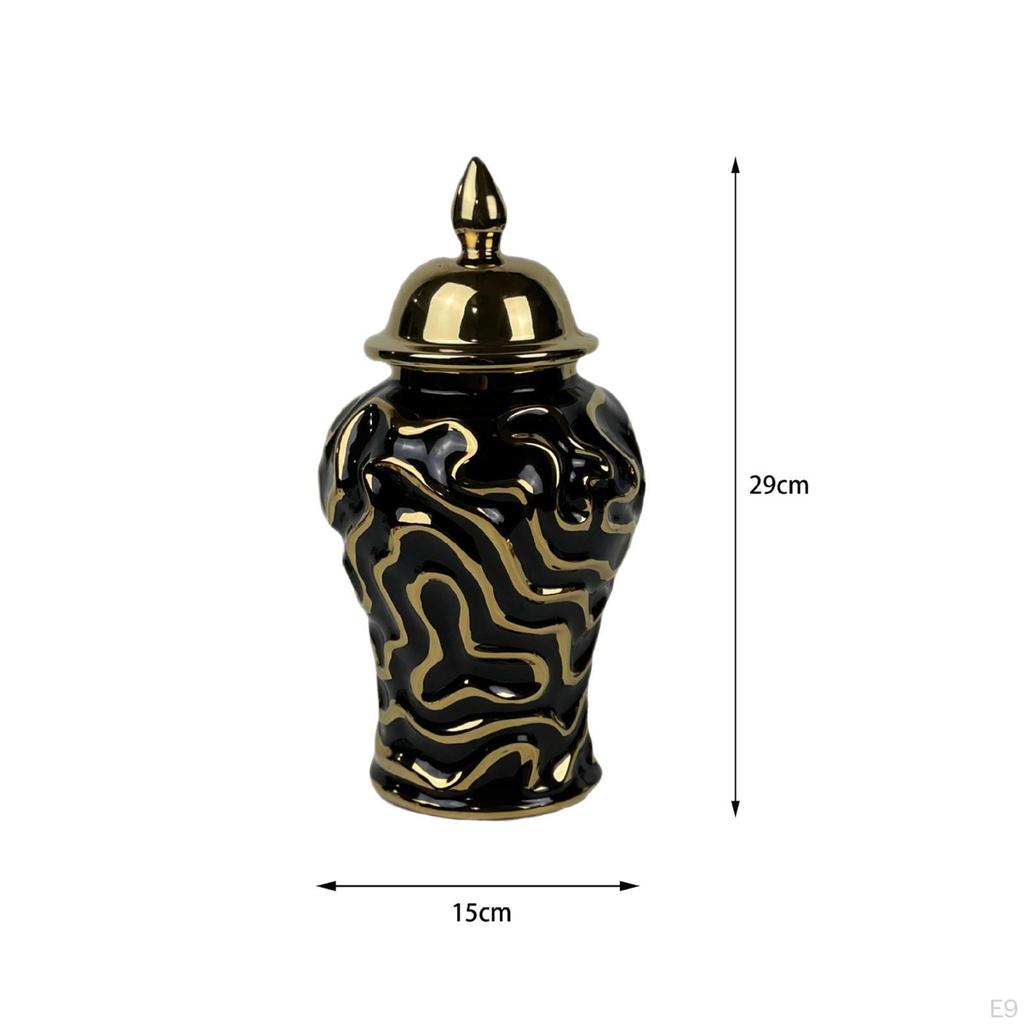 Ceramic Flower Vase Porcelain Ginger Jar with Lid Storage Tank for Floral Arrangement,