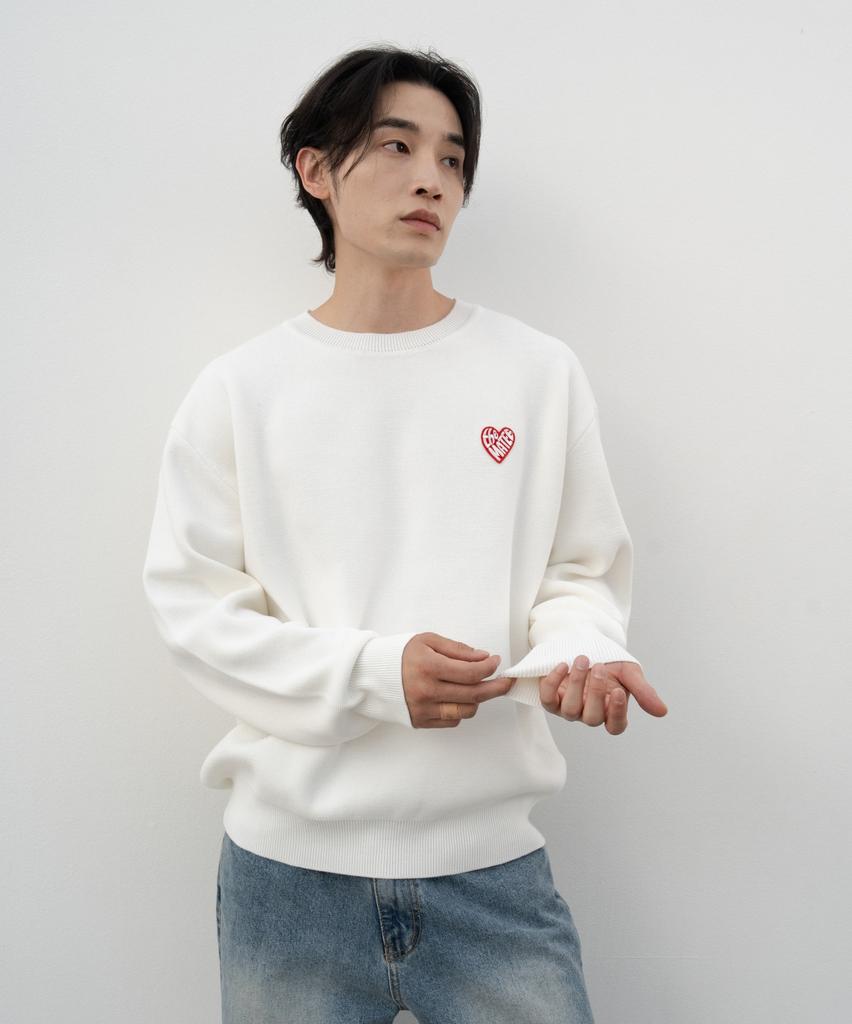 Deomati Mati Heart Wappen Round Knit - White