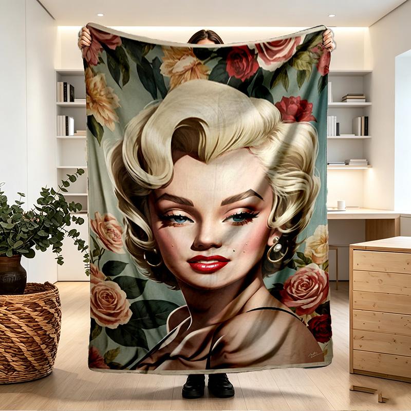 Deka s potiskem Marilyn Monroe - Měkká a pohodlná, do ložnice, na cesty, na pohovku, pro domácí dekoraci - Dárek k narozeninám, Vánocům pro kamaráda