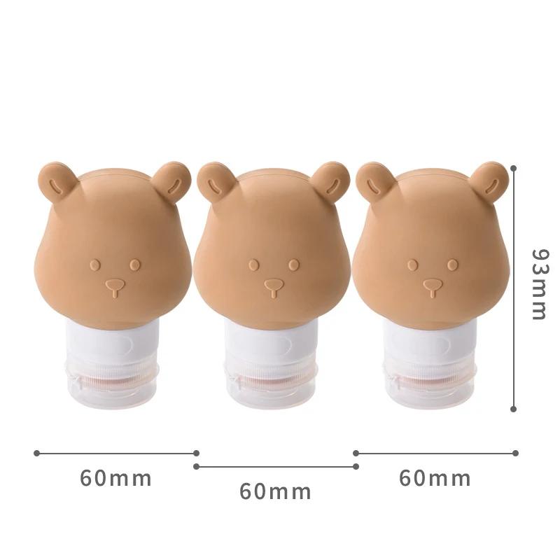 Силиконовая бутылка-дозатор для лосьона Мультяшный мишка Портативная дорожная пустая бутылка с помпой Дозатор для шампуня Многоразовые бутылки 240 мл / 3 шт.