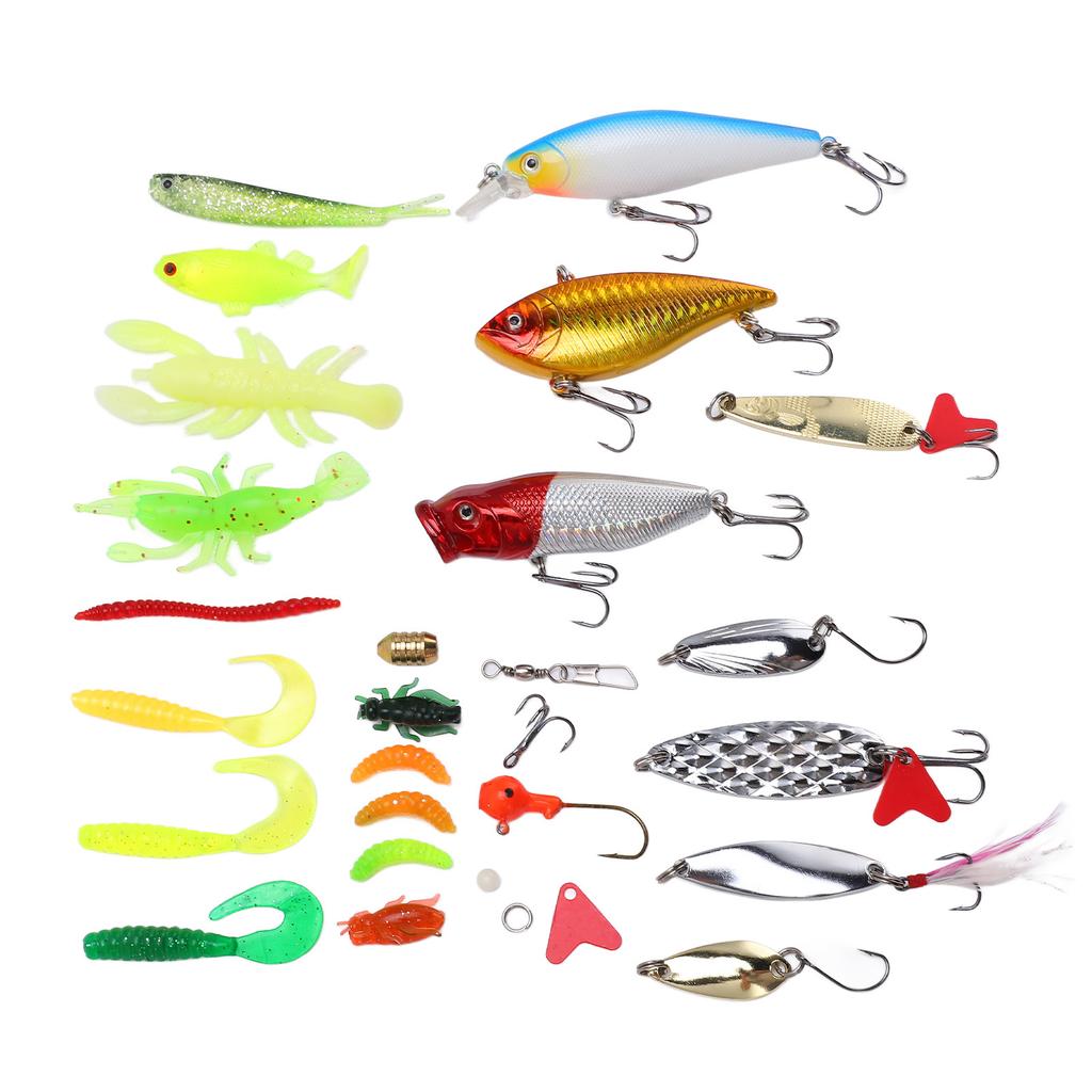 Fishing Tackle Set Soft and Hard Lure Baits Tackle Kit Minnow Popper Crank Frogs Lure Hooks for Bass Trout Fishing