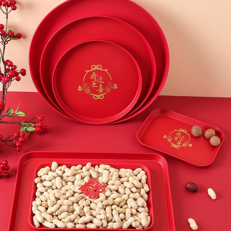 Festive Red Housewarming Candy & Snack Tray for Living Room