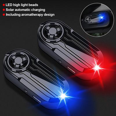 LED Car Solar Powered Wireless Anti-Theft Warning Light Caution Lamp with Air Freshener Alarm Fake Anti-theft Decorative Light