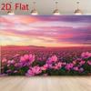 2D Backdrop of a Sea of Cotton Candy Flowers, with the Sunset and the Romantic Atmosphere of the Flower Sea