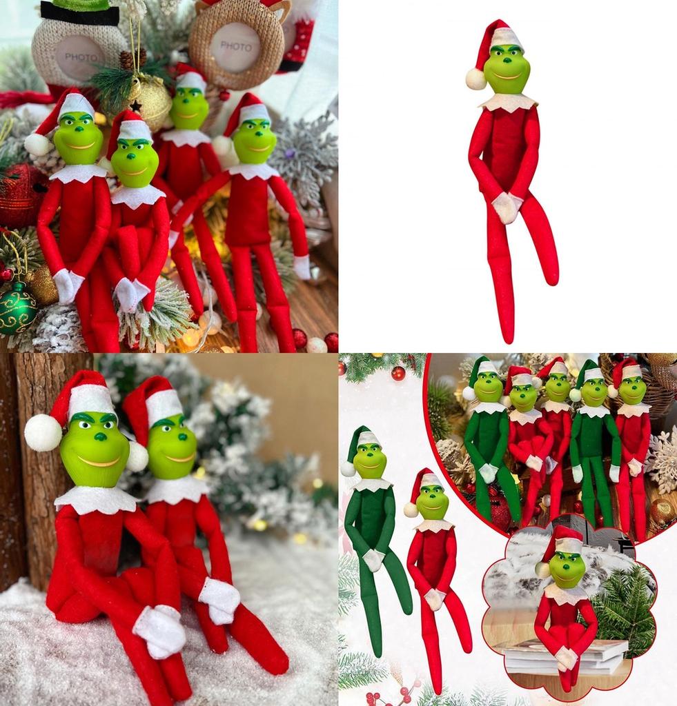 Vánoční panenka Grinch Dekorace Měkká Pohodlná A Perfektní Jako Sváteční Ozdoby A Dárky