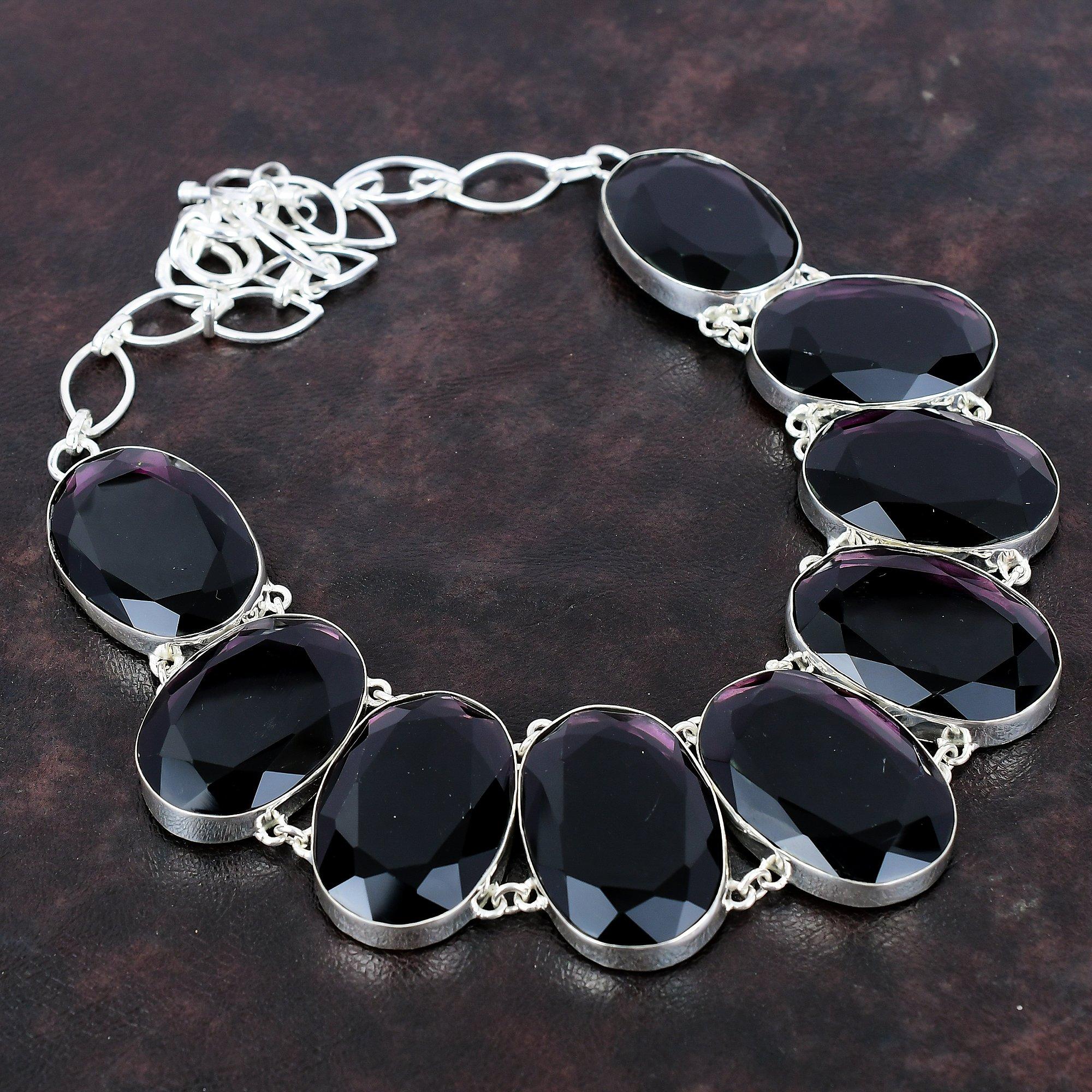 

Ожерелье с граненым африканским аметистом, ожерелье из стерлингового серебра 925 пробы, регулируемое ожерелье-цепочка, ювелирные изделия из драгоценных камней, подарок на годовщину, ожерелье ручной работы Adjustable