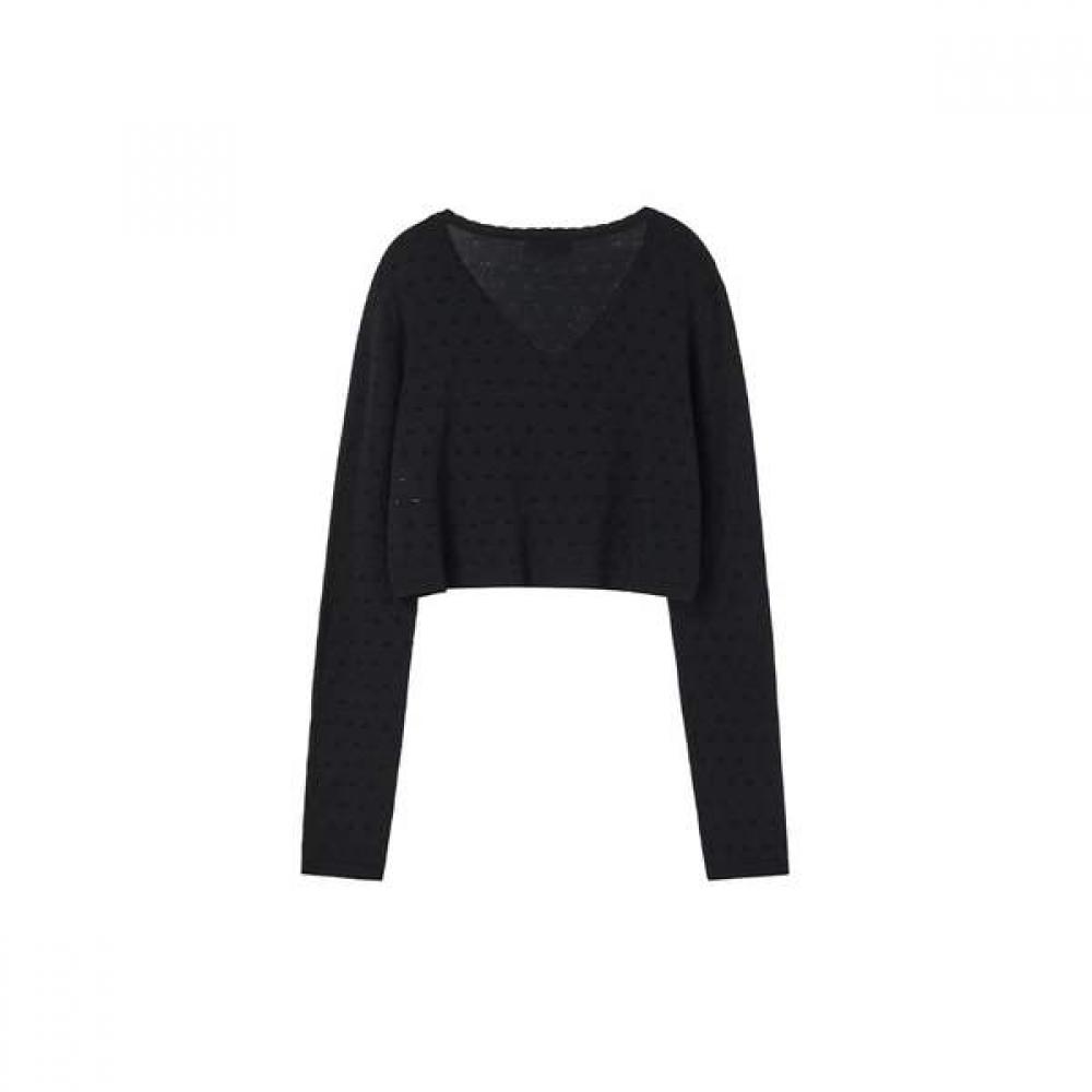 Lap  Set  Sheer V Neck Cardigan As2kg460