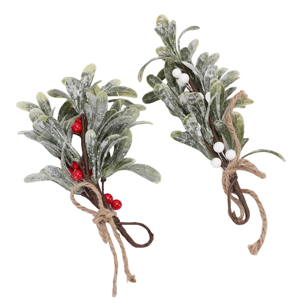 4PCS Artificial Mistletoe Pick 9.1 Inch Xmas Hanging Fake Mistletoe Ornament Decorations for   Xmas Tree Wreath Holiday Decoration