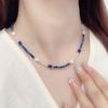 Collier Meier en lapis-lazuli naturel et perles d'eau douce baroques naturelles - Choker cristal splicing pour femmes