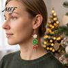 Gingerbread Man Accessories 1 Pair Christmas Wooden Dangle Drop Earrings for Women, Cute Santa Festive Party Jewelry Candy Cane Earrings, Vintage