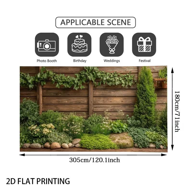 Rustic Brown Timber Plank Greenery Bush Courtyard Photo Background