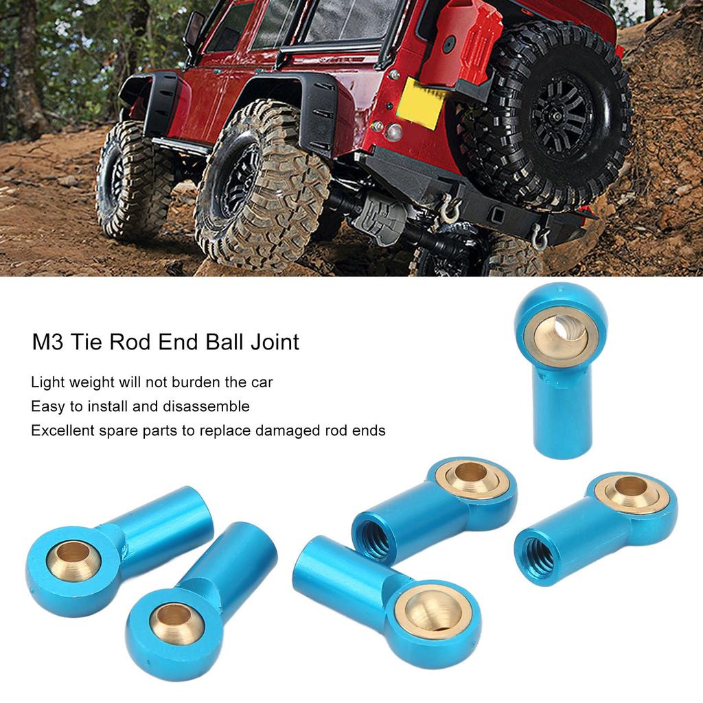 6Pcs Aluminum Alloy M3 Link Rod Tie Rod End   Head Joint Holder for 1Celsius10 RC Car