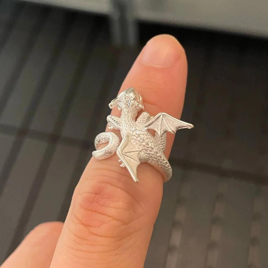 Vintage Dark Dragon Opening Rings for Men Women Cute Animal Silver Color Metal Punk Fashion Finger Ring Fashion Jewelry Party