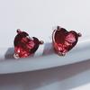 Calssic Women 925 Sterling Silver Stud Earrings For Women With Heart Shaped Ruby Gemstone Christmas Gift Wholesale