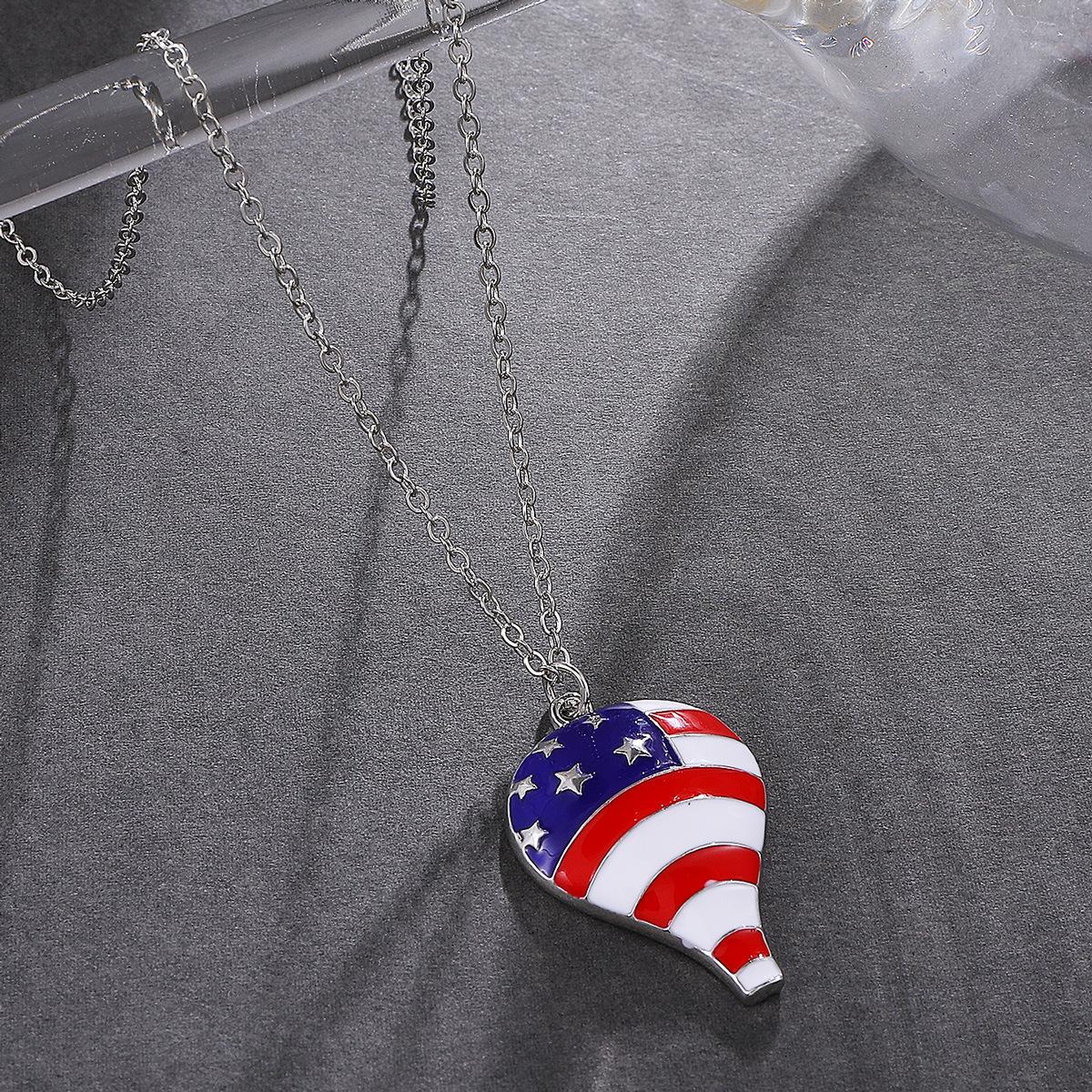 

Высококачественный инс серия ко Дню независимости США простое ожерелье модные бриллиантовые крылья любовь флаг кулон ключичная цепочка