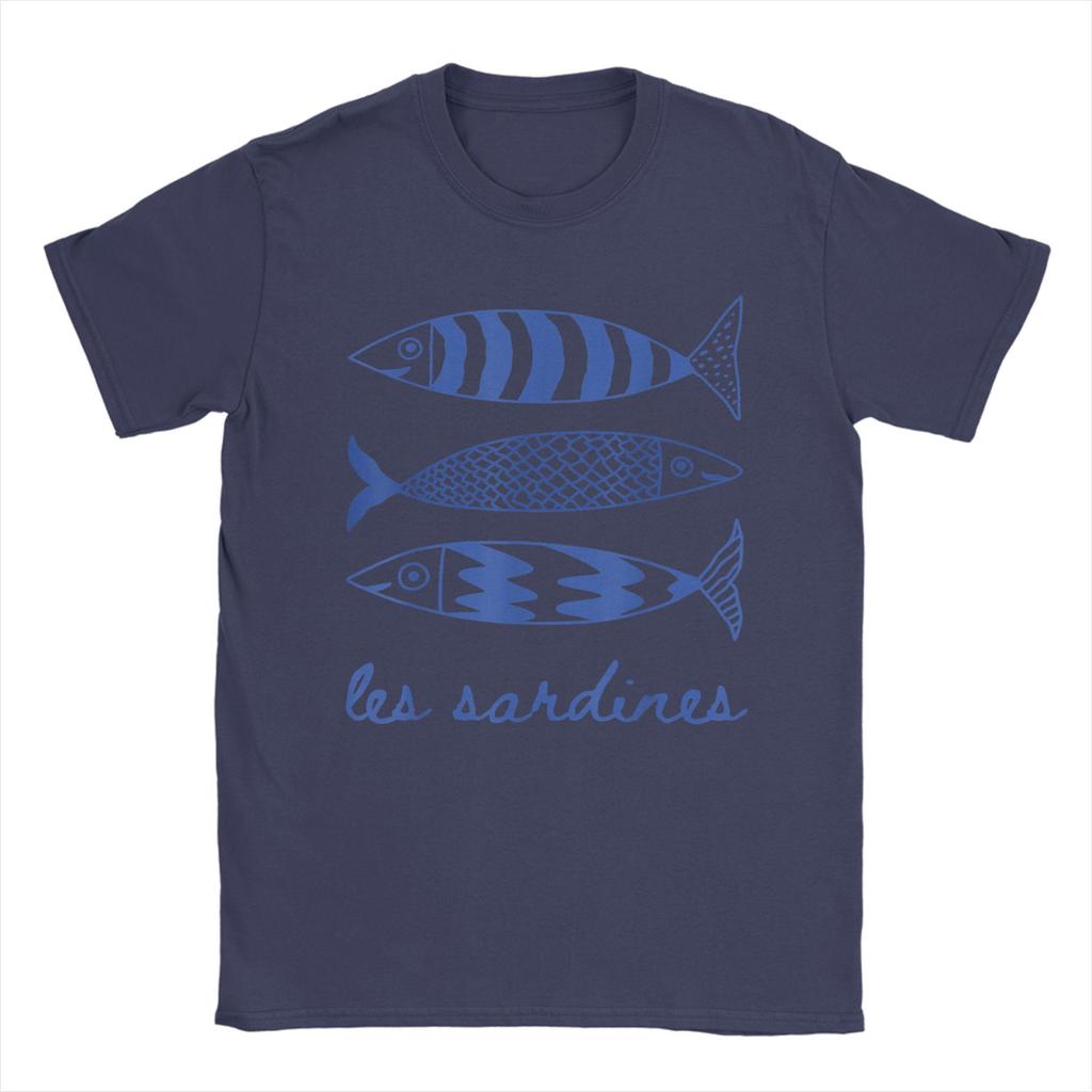 Les Sardines Tinned Fish Graphic Funny T Shirt Men's  Cotton Funny T-Shirts O Neck Fisherman Tees Short Sleeve Tops Classic
