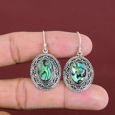 Orecchino in conchiglia di abalone Orecchino vintage Orecchini con pietre preziose autentiche Orecchino in argento sterling 925 Gioielli fatti a mano Orecchini pendenti Regali per la moglie