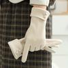 1 Pair of Warm Gloves Suitable for Women's Winter Fleece-Lined Windproof and Cold-Resistant Touchscreen Cycling Driving Fingerless Mittens