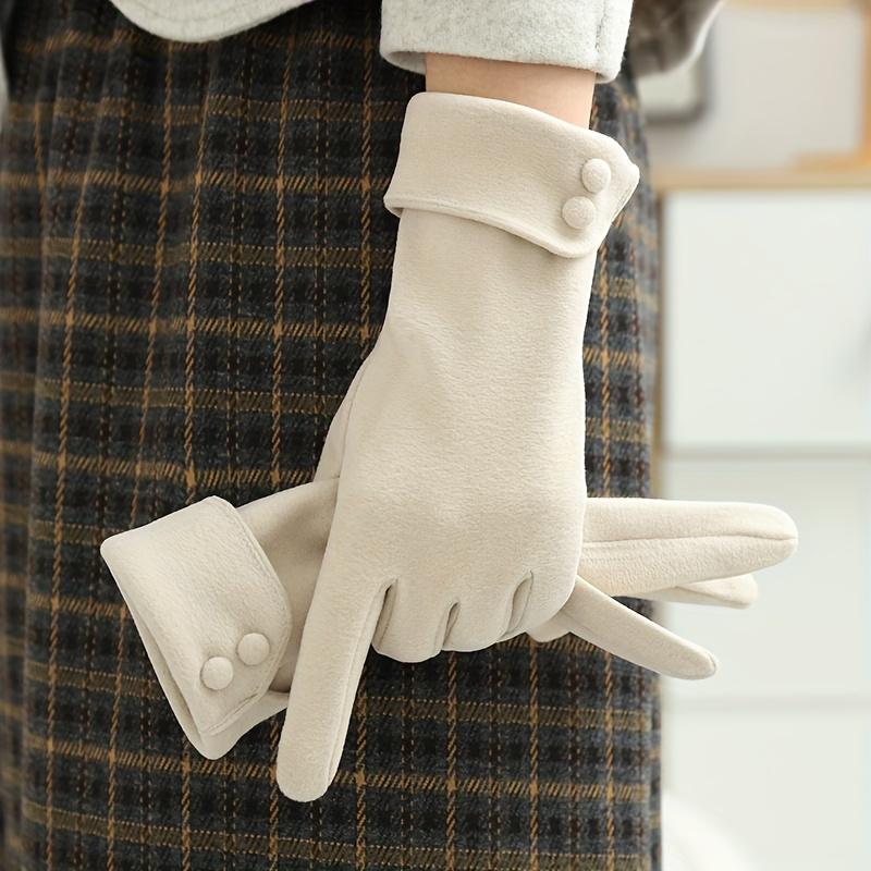 1 Pair of Warm Gloves Suitable for Women's Winter Fleece-Lined Windproof and Cold-Resistant Touchscreen Cycling Driving Fingerless Mittens