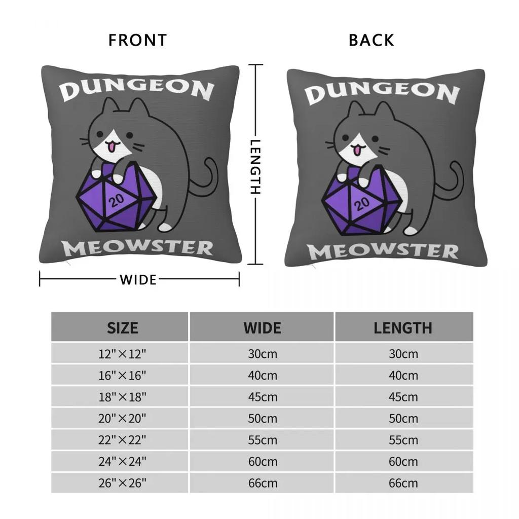 Dungeon Meowster Tuxedo Cat With D Square Pillow Cases Cushion Covers Creative Decorative Pillowcase for Home