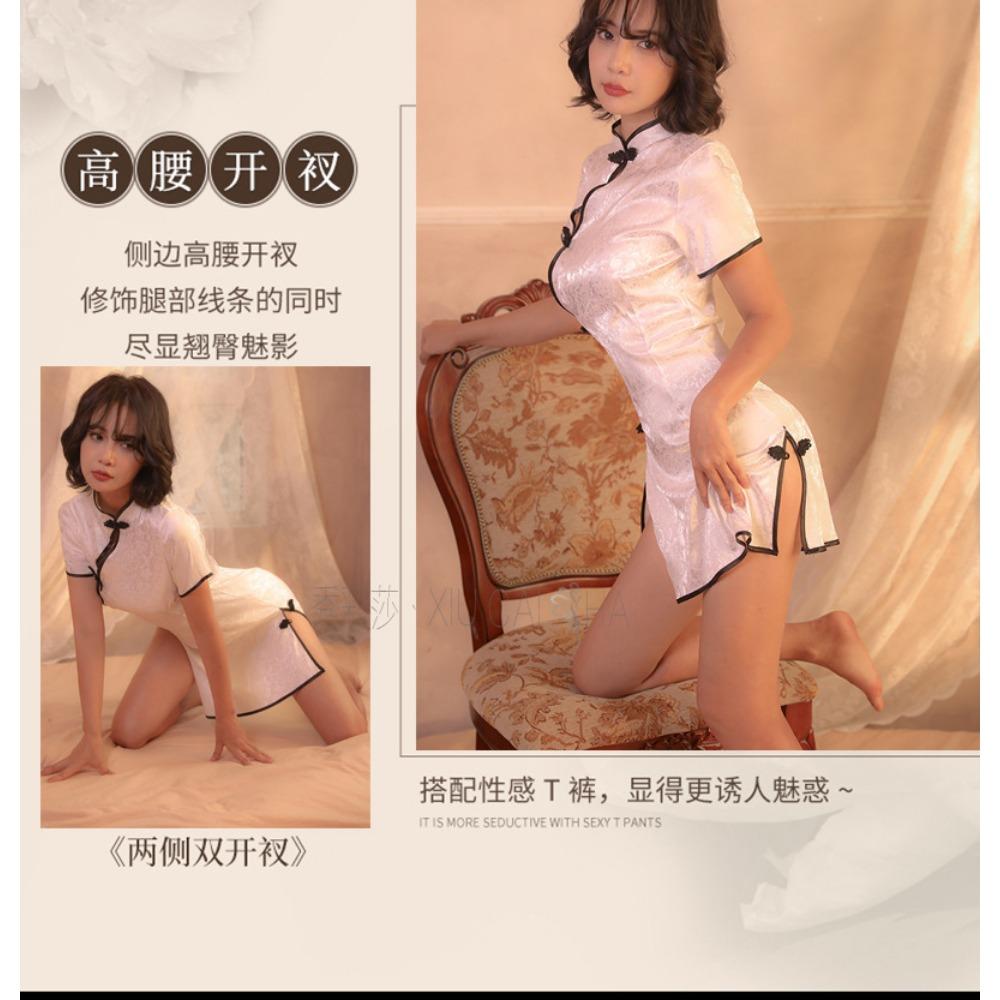 Erotic Underwear Sexy Handicap Retro Cheongsam Pajamas Women's Hot Side Waist High Split Fork Passion Uniform Seduction Suit