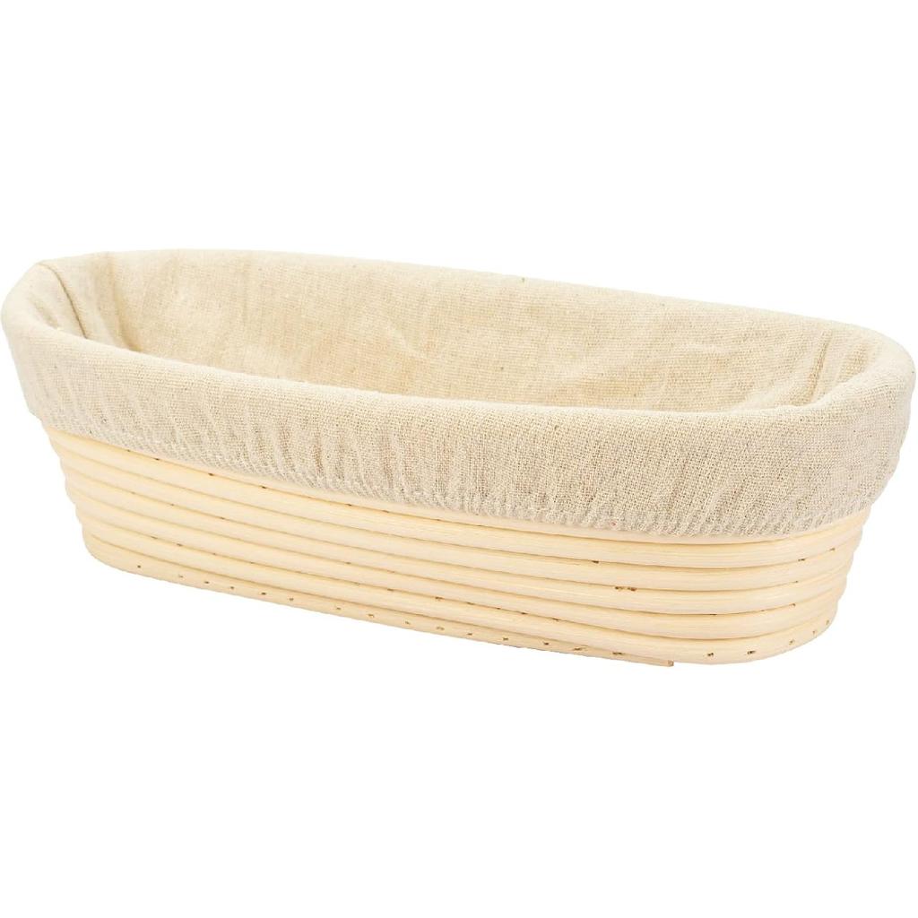 11.8 inch Oval Long Banneton Brotform Bread Dough Proofing Rising Rattan Basket & Liner