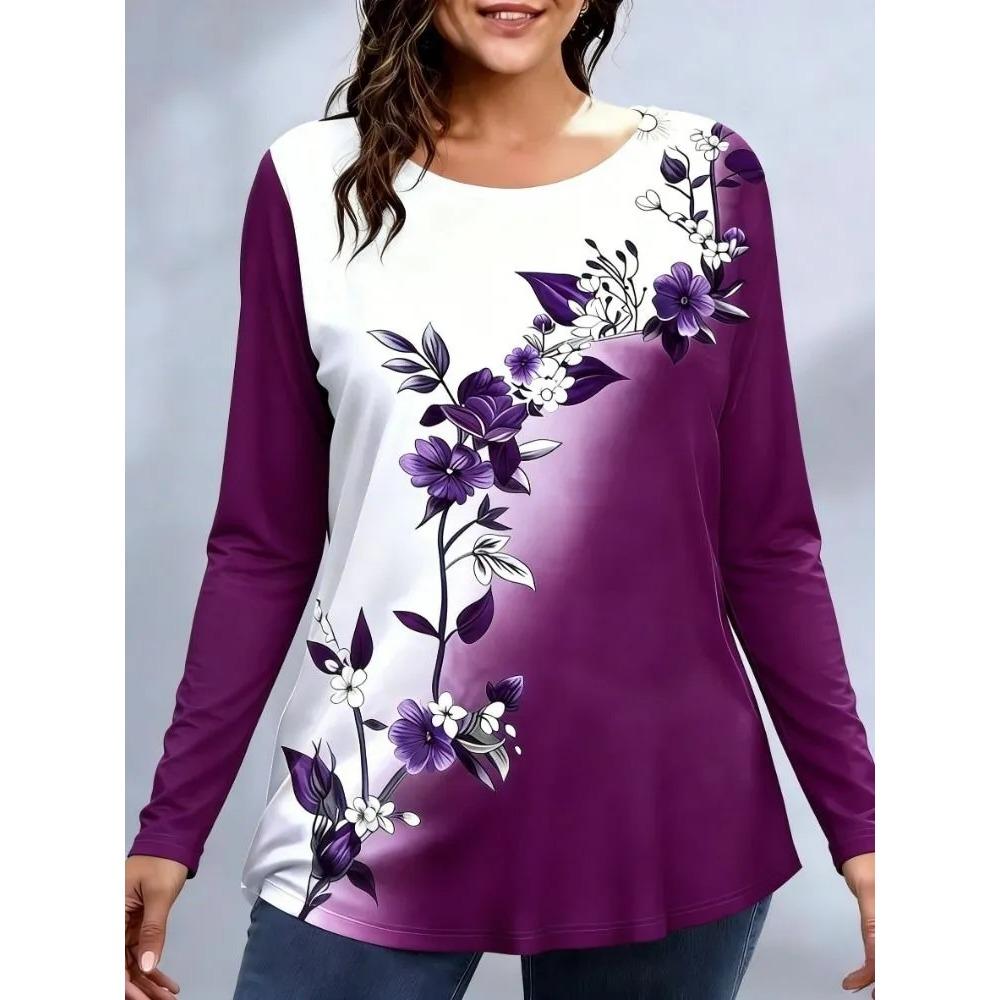 Fashion Mushroom Flowers Pattern 3D Printed T-shirt Autumn Comfortable Breathable Soft Loose Large Size Creative 3D Long Sleeves T-shirt