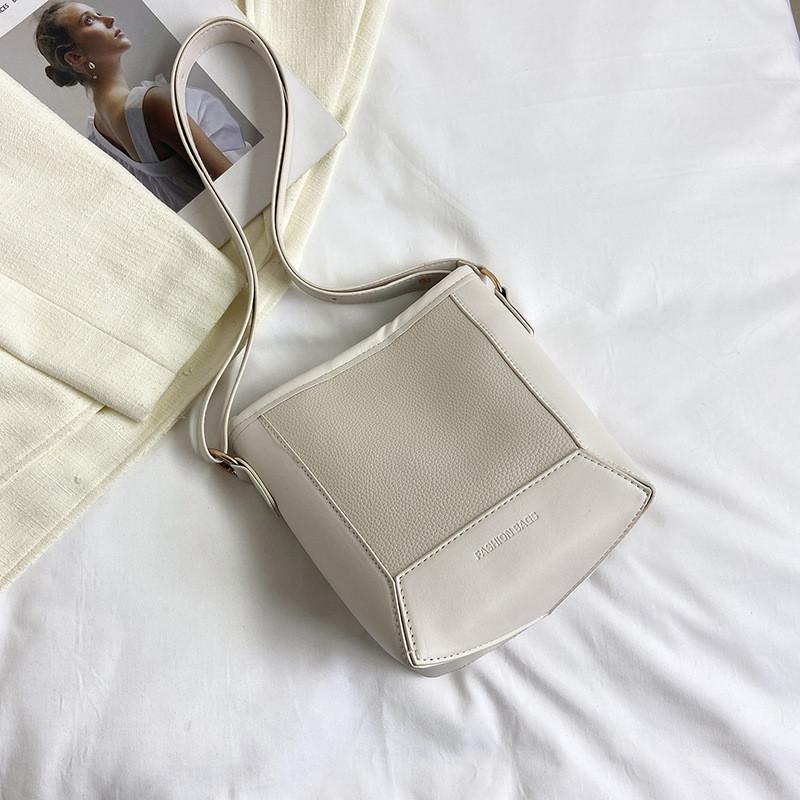 Trendy Women's Pu Bucket Bag Stylish Stitch Detail Fashionable Shoulder Bag For Summer