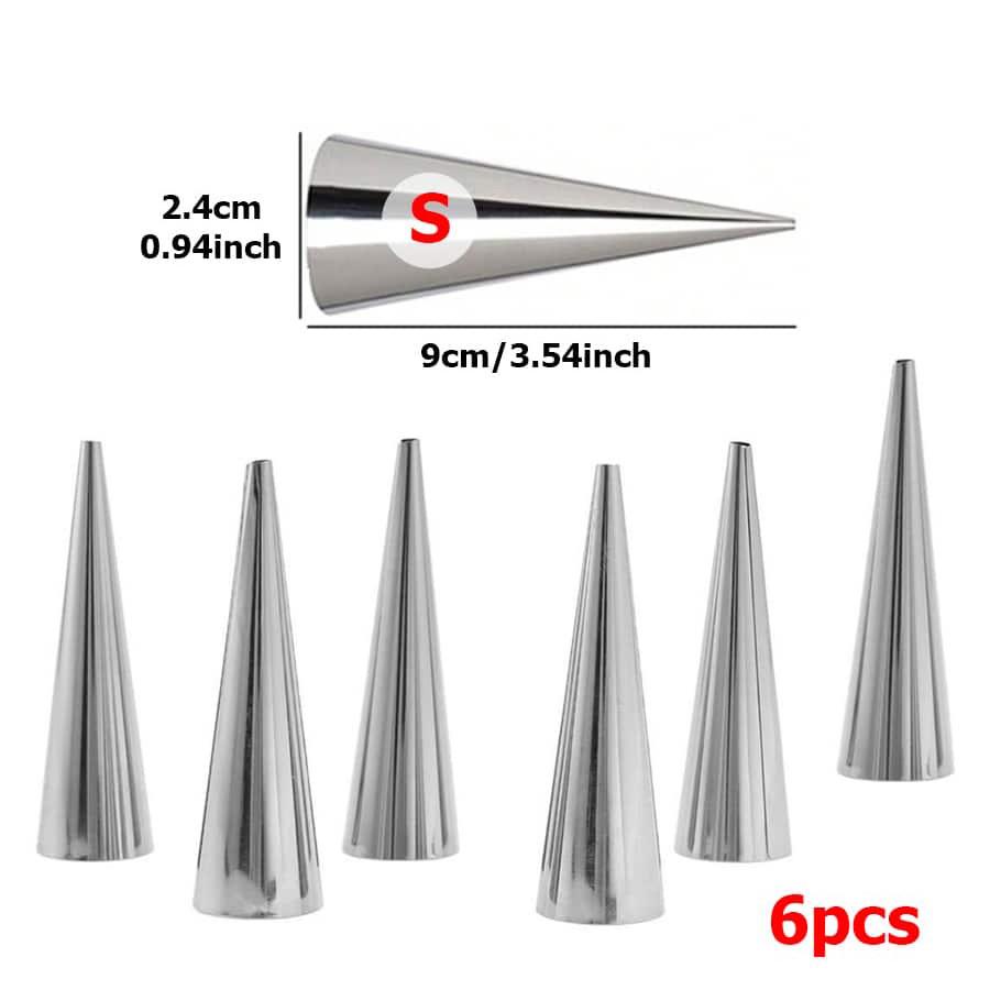 

6pcs Stainless Steel Non-stick Cream Hole Molds Conical Tube Cone Roll Bread Cookies Baking Molds Household DIY Kitchen Tools