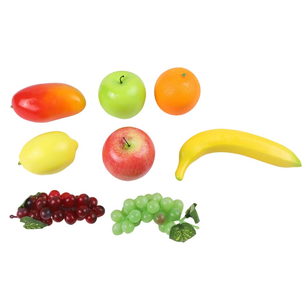 8PC Lifelike Artificial Fake Fruit Plastic Simulation Orange Banana Grape Lemon Market Party Ornament Kitchen Wedding Decor Prop