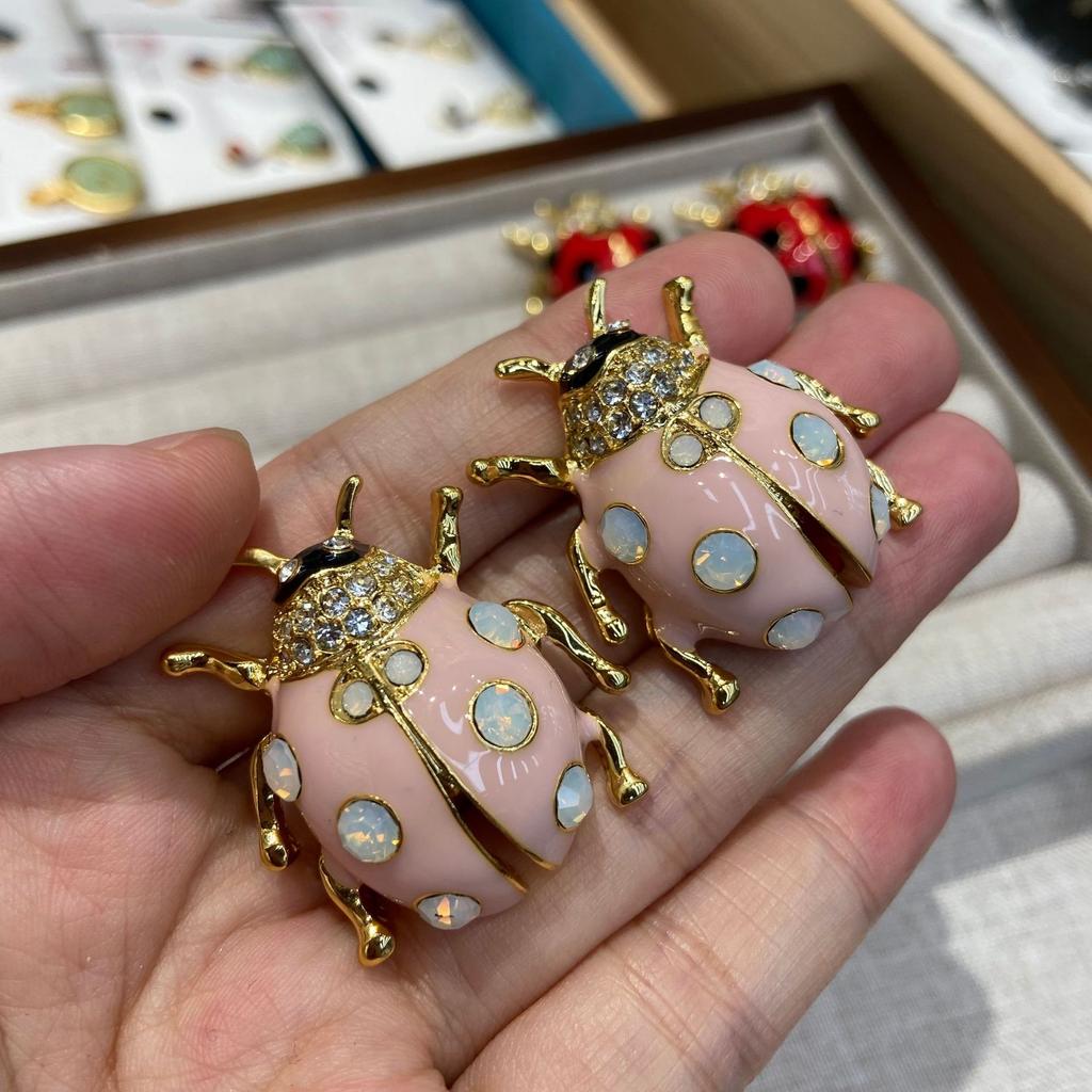 Ladybug Earrings Retro Court Style Earrings Women'S Medieval Vintage Enamel Dripping Oil Niche Design Personality