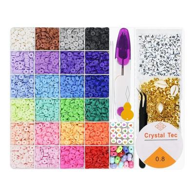 HappyHome Beads for Crafts Accessories Clay Beads Flat Beads Charm Set Accessory Parts DIY Threading Beads Handmade Accessories Tweezers with Wire