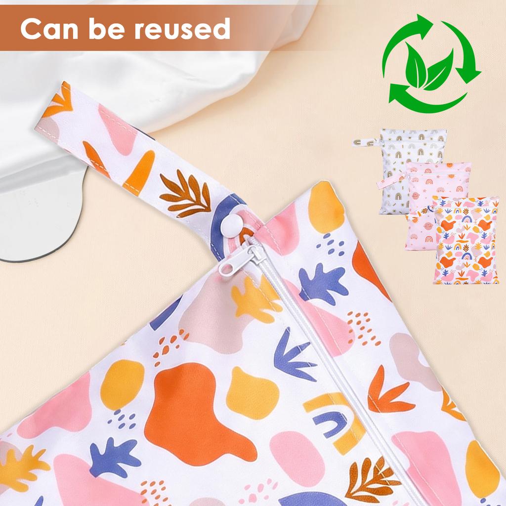 3Pcs Waterproof Wet Dry Bag Zippered Portable Travel Reusable Sanitary Storage Baby Diaper Nappy Bag Stroller Carry Handle Bag
