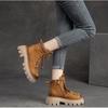 Johnature Retro Genuine Leather Women's Shoes Round Toe Thick Sole Versatile Short Boots