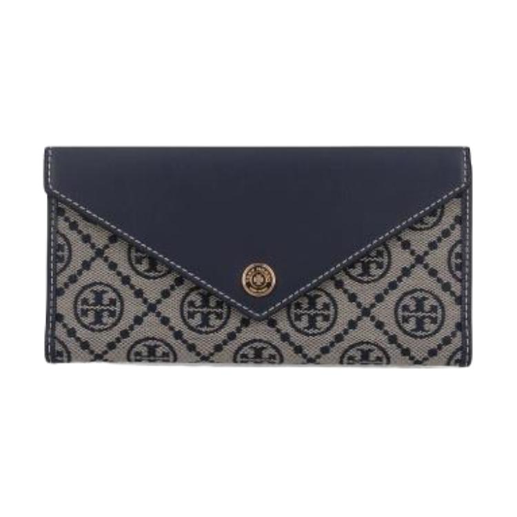 

Tory Burch T Monogram Iconic Jacquard Pattern Cotton Wallet Women wallet Navy-Blue 165023-405 Basic Set (Bag+Dust Bag)
