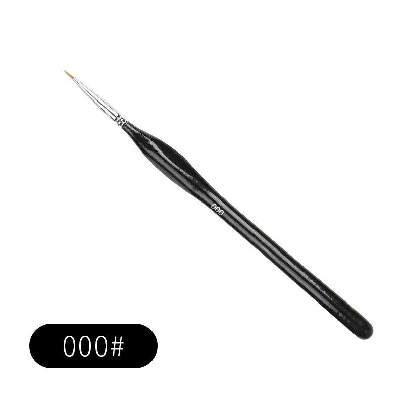 Wolf Hair Fine Line Brush - Black Triangular Birch Handle for Nail Art and Watercolor Detailing