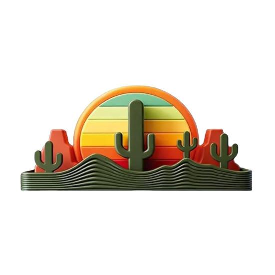 45659 Sets Desert Sunset Coaster Kit 3D Printed 4-In-1 Multifunctional Kitchen Tools with Cactus