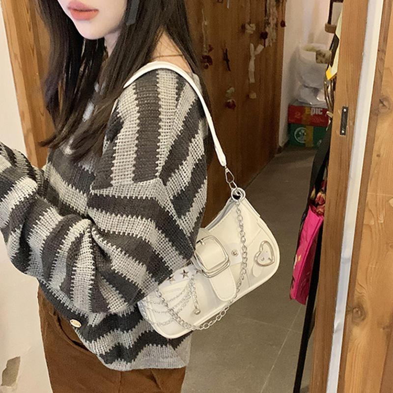 Yogodlns Nuova Borsa a Spalla di Nicchia con Texture Amore Catena a Farfalla Sottospalla Borsa a Spalla Diagonale da Moto per Ragazza Piccante per Donna