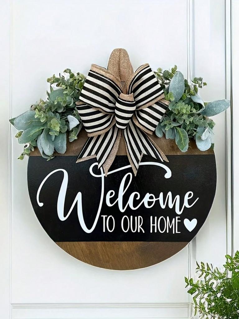 House Front Door Decoration Housewarming Gift Home Outdoor Indoor Handmade 12-inch Front Door Welcome Wreath 1