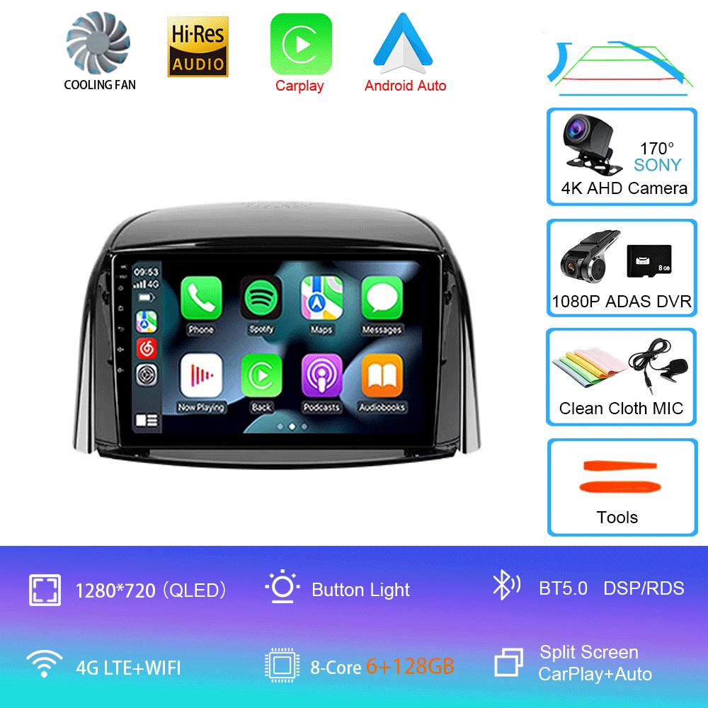 Car Radio Android 14 Carplay For Renault Koleos 2008 - 2016 Navigation Multimedia Player Stereo WiFi+4G Video Auto DVD 360Camera