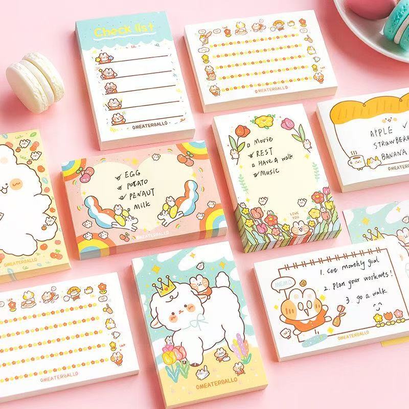 Kawai Message Nico Meow Cartoon Tearable Notebook Portable Small Memo List 100 Pieces 6 Types Office School Supplies Lovely