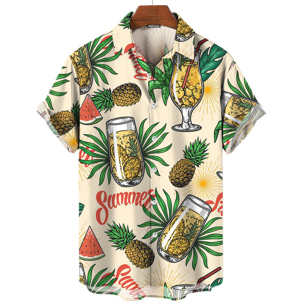 Hawaiian Men's Shirts Skull Printed Oversized Shirt Fashion Blouse High-Quality Men's Clothing Beach Party Short Sleeved Tops